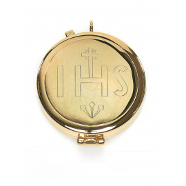 Church pyx brass with inscription IHS