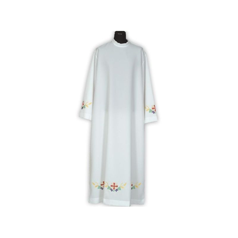 Clergy alb embroidered, stand-up collar (28) - Best Catholic Shop