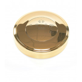 Church pyx brass with IHS inscription, gilded (1)