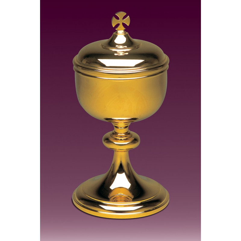 Ciborium for communion hosts brass, gilded - Best Catholic Shop