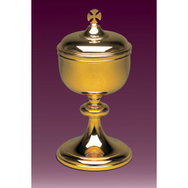Ciborium for communion wafers brass, gilded