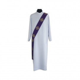 Deacon stole purple - embroidery jerusalem crosses