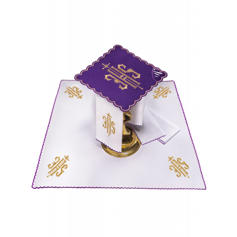 Embroidered chalice linen - violet (24)H - Best Catholic Shop