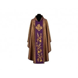 Chasuble richly embroidered purple gold IHS (04A)