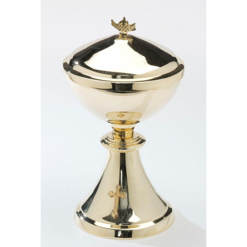 Gilded ciborium with a small cross stitch pattern - Best Catholic Shop