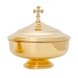 Patena with cover, brass, gilded