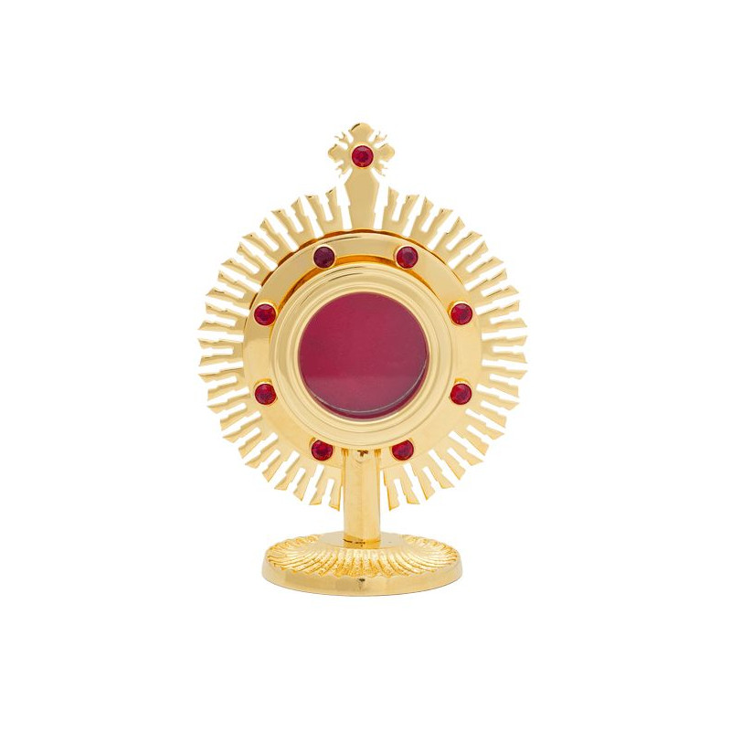 Gilded brass reliquary with rubies - Best Catholic Shop