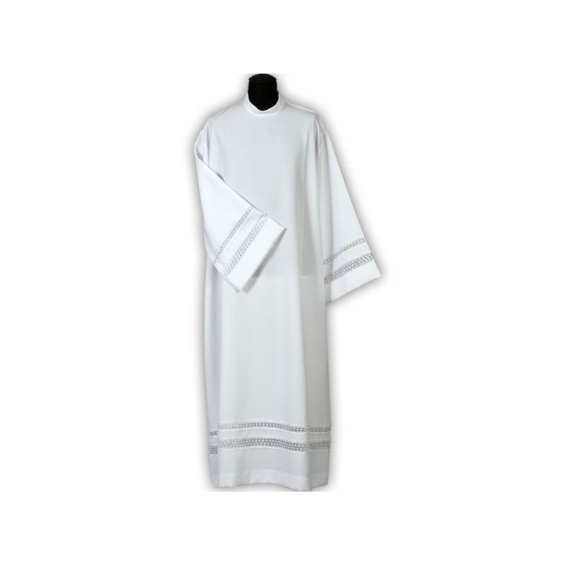 Clergy alb with double decorative guipure (33) - Best Catholic Shop
