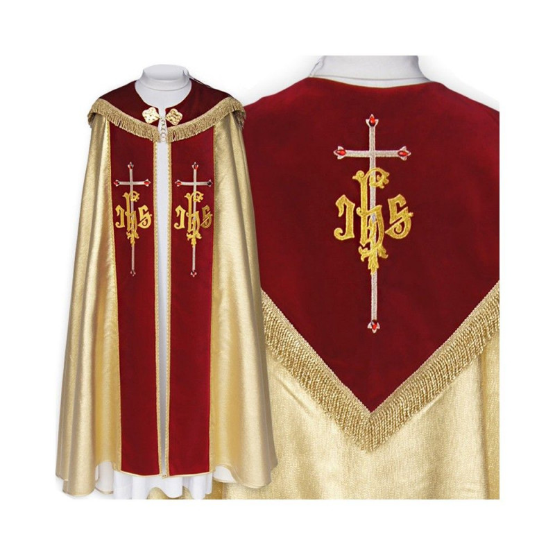 Liturgical cope embroidered IHS (7) - Best Catholic Shop
