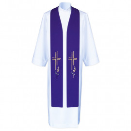 Priestly stole cross and wheat - embroidered (5)