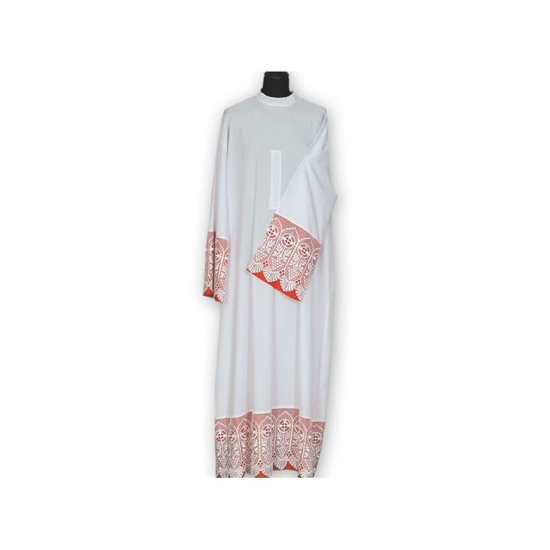 Clergy alb with decorative guipure and color lining (36) - Best Catholic Shop