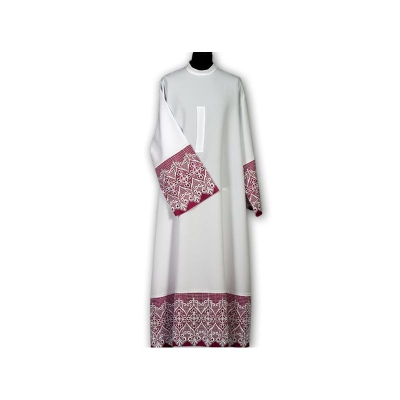 Clergy alb with decorative guipure and color lining (37) - Best Catholic Shop