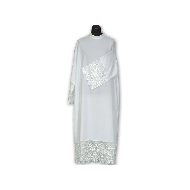 Clergy alb with decorative and wide guipure (38) - Best Catholic Shop