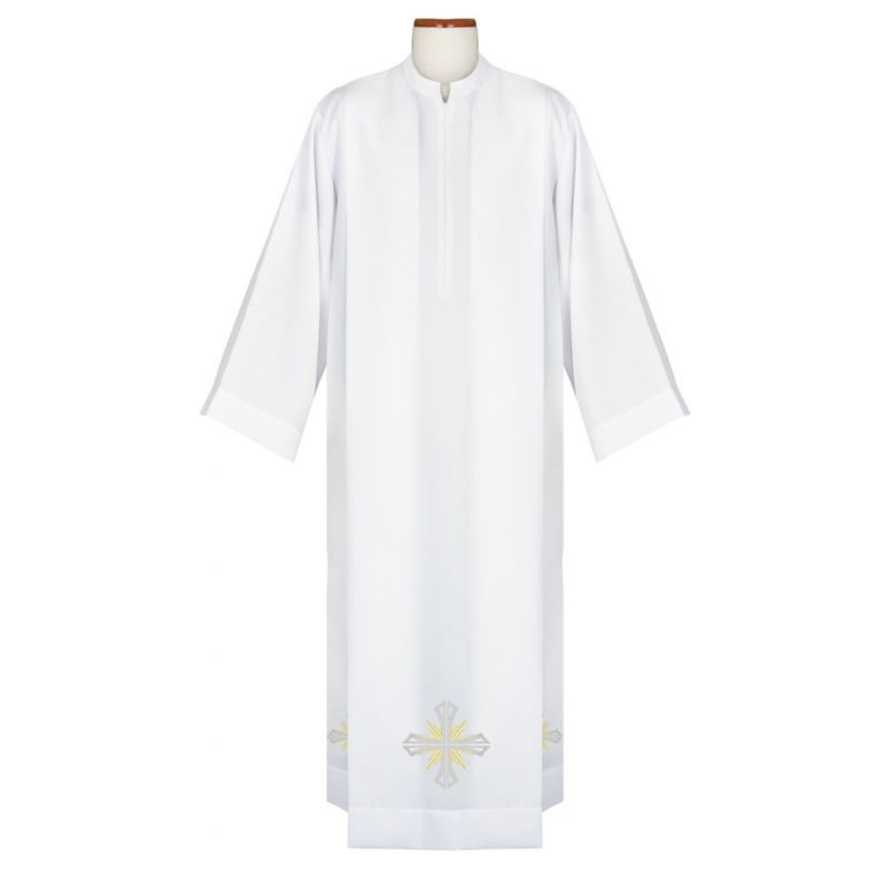 Clergy alb with embroidered cross (39) - Best Catholic Shop