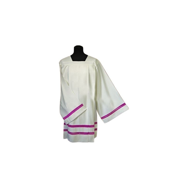 Priestly linen surplice – purple insert - Best Catholic Shop