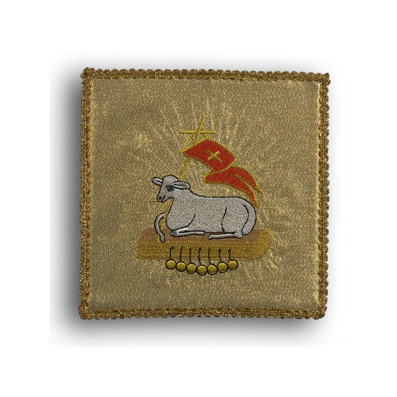 Embroidered gold pall – Sacrificial Lamb - Best Catholic Shop