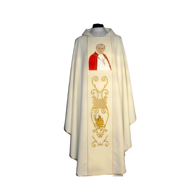 Chasuble with the image Of John paul iI – smooth fabric - Best Catholic Shop