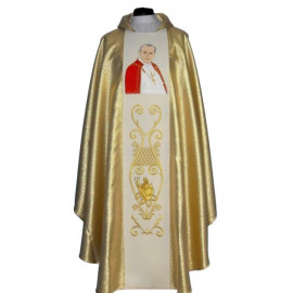 Chasuble with the image Of John paul II – gold fabric