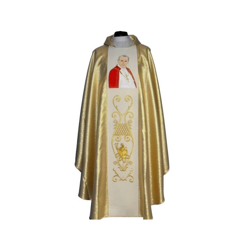 Chasuble with the image Of John paul II – gold fabric - Best Catholic Shop
