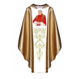 Chasuble of wizerunkiem Jana Pawła II - materiał gold (B)