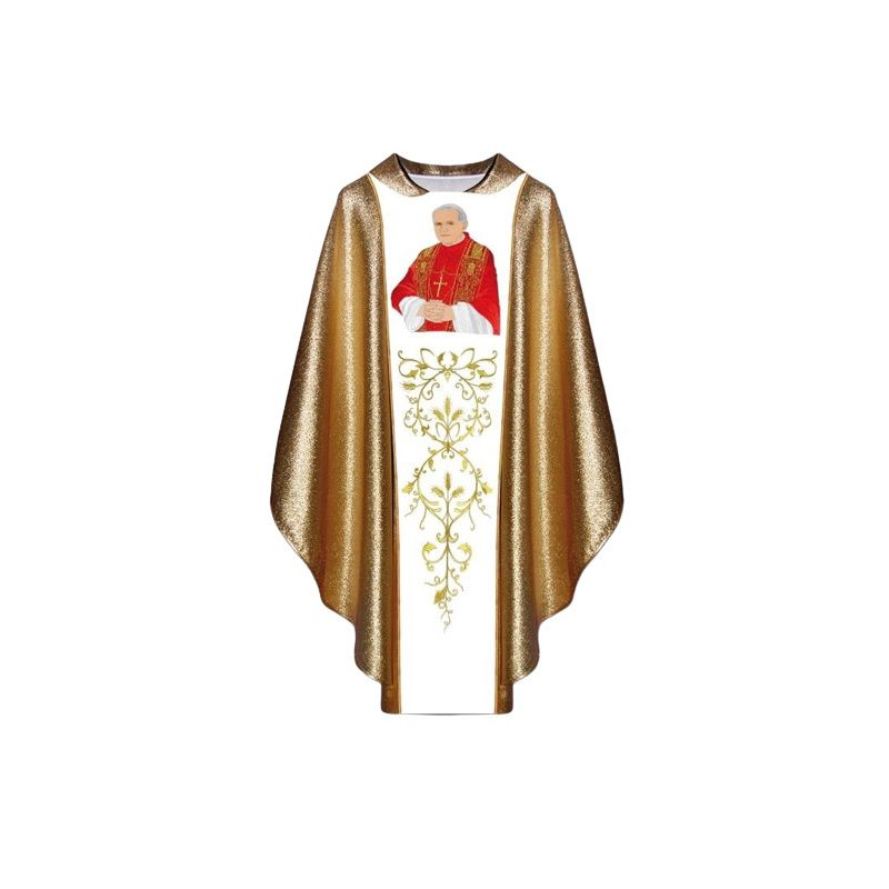 Chasuble of wizerunkiem Jana Pawła II - materiał gold (B) - Best Catholic Shop