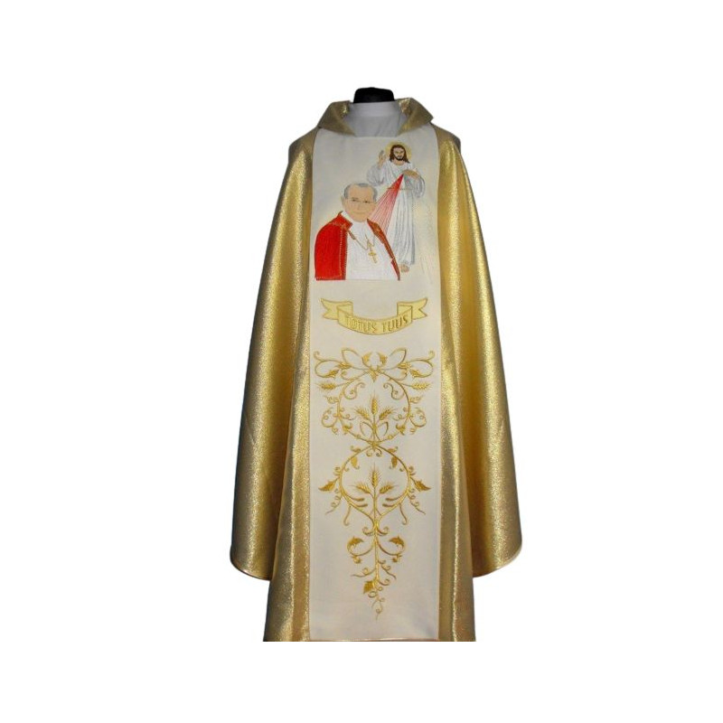 Chasuble with the image Of John paul II And merciful jesus – wide band - Best Catholic Shop