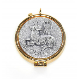 Church pyx of brass, gilded — paschal Lamb