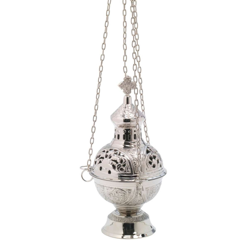 Thurible nickel plated H 28 cm - Best Catholic Shop
