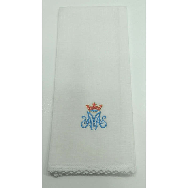 Purificator Marian pattern with crown - 100% cotton - Best Catholic Shop