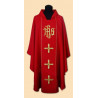 IHS embroidered chasuble + Cross - liturgical colors - Image 1