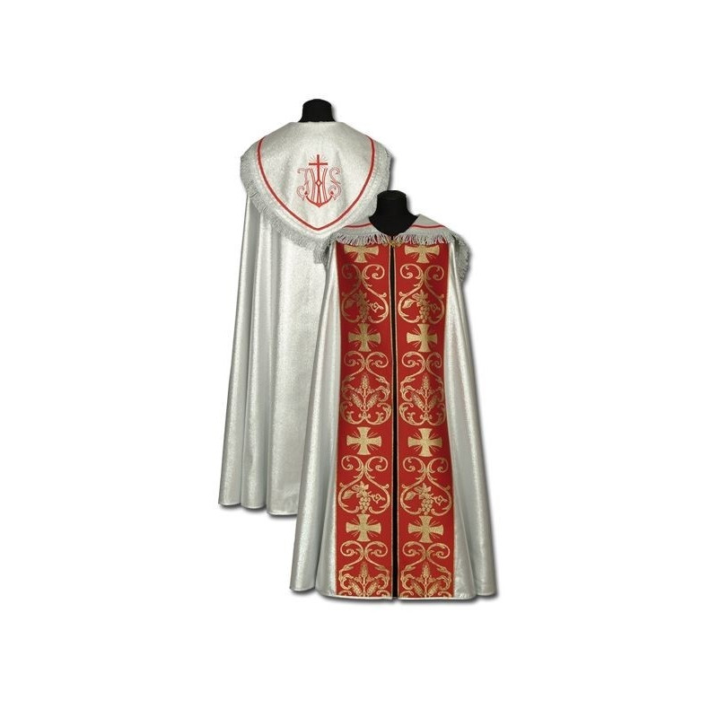 Silver - red cope - embroidered (1) - Best Catholic Shop