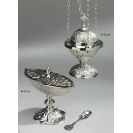 Censer + boat + spoon - a set of silver color