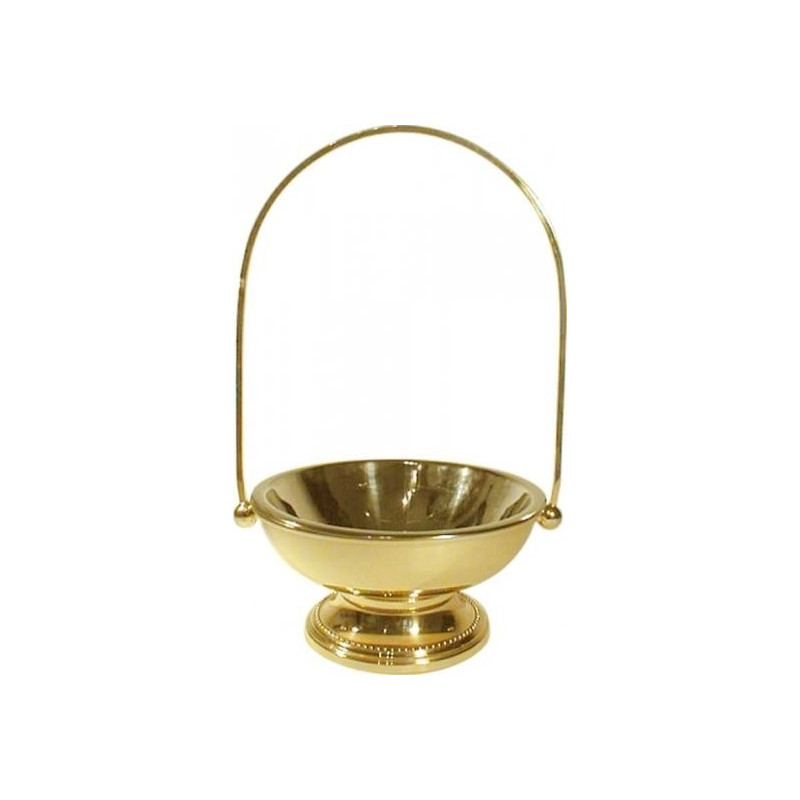 Large brass holy water pot (aspersorium), 41 cm high