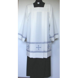 Surplice priest stretch - gray crosses + hemstitch