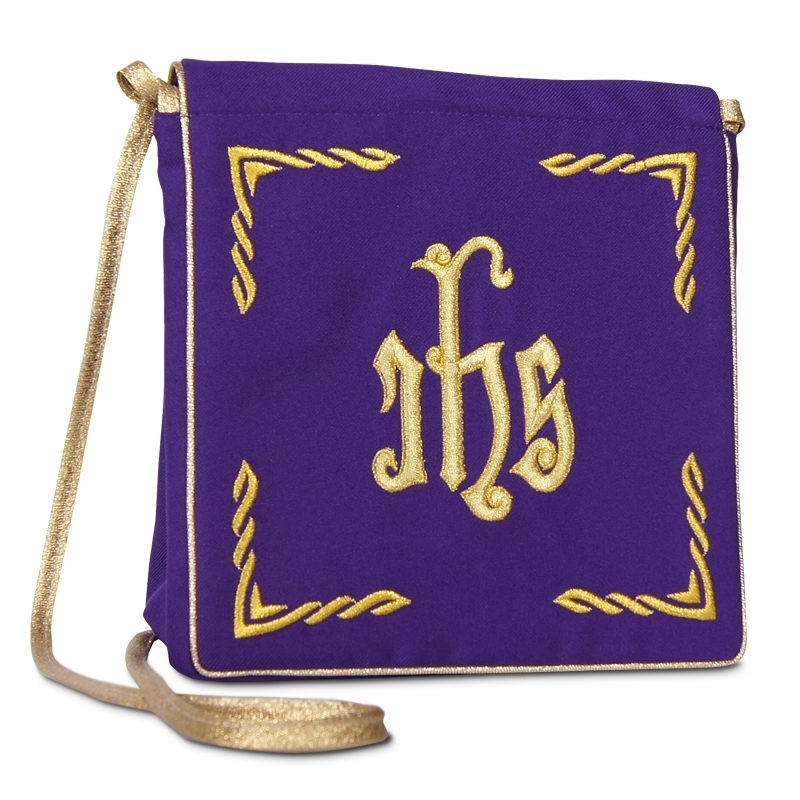 Burse embroidery IHS - violet (B) - Best Catholic Shop
