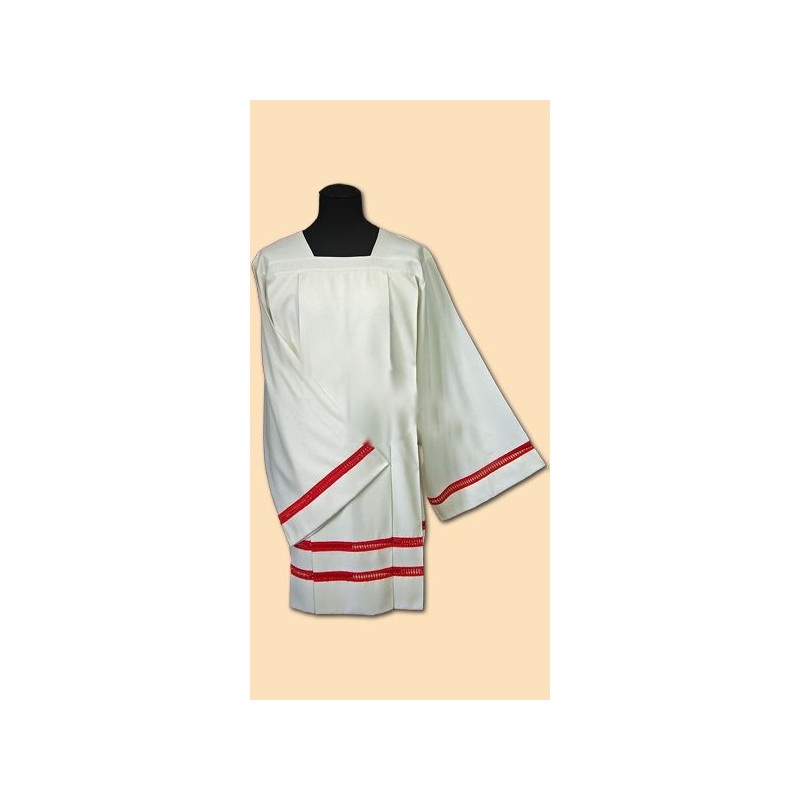 Surplice priest linen - red inset - Best Catholic Shop