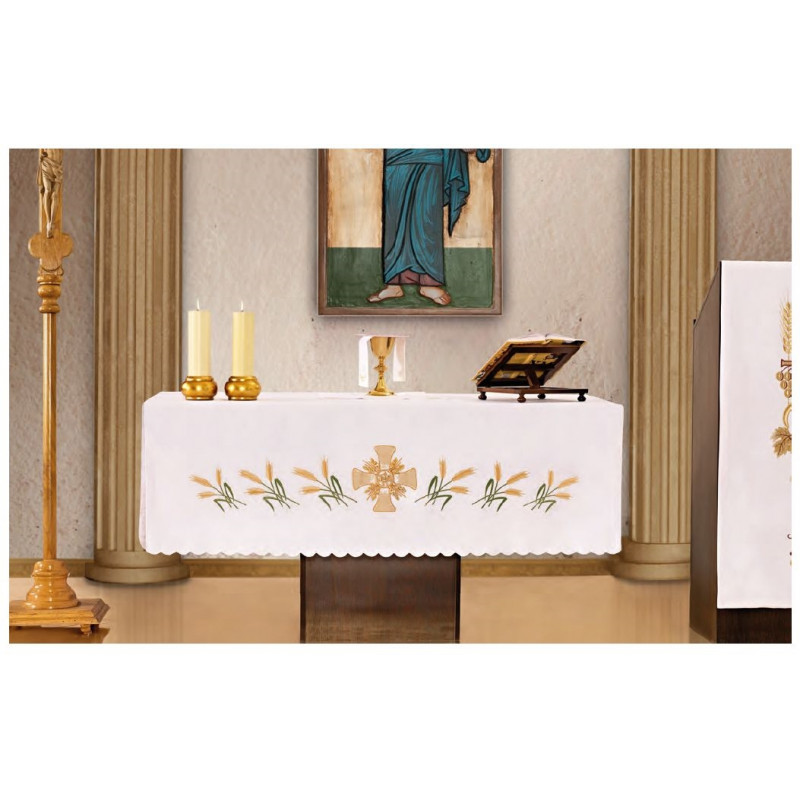Altar tablecloth - embroidered Eucharistic symbol - Best Catholic Shop