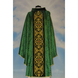 Chasuble with green rosette - velvet belt (11)