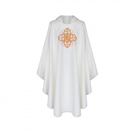 Gothic chasuble IHS- ecru (7)