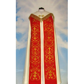 Cream-embroidered cope - red - ornament (4)