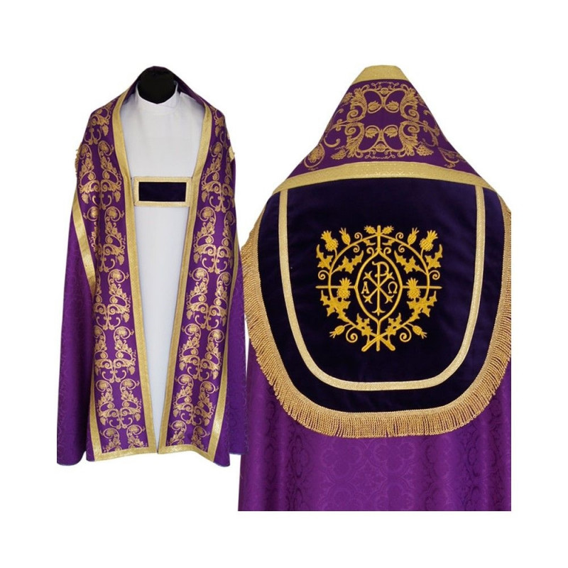 Cope violet gothic pattern - jacquard fabric (9) - Best Catholic Shop