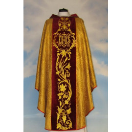 Chasuble Angel rosette ornament - embroidered velvet belt (5)