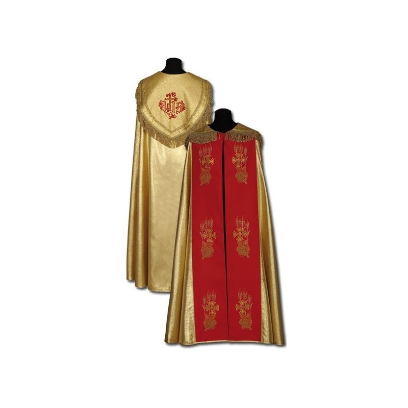 Gold cope red stripes - manual embroidery - Best Catholic Shop