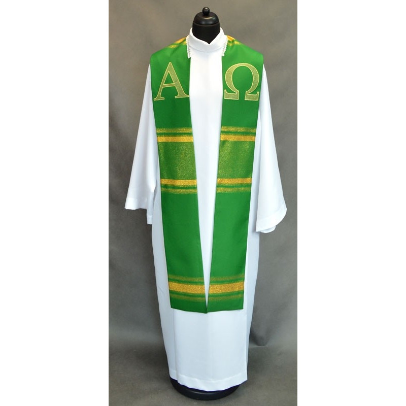 Green stole Alpha and Omega - Best Catholic Shop