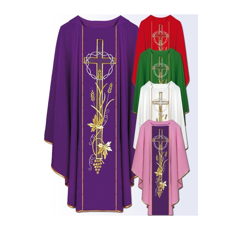 Chasuble with computer-embroidered belt (637) - Best Catholic Shop