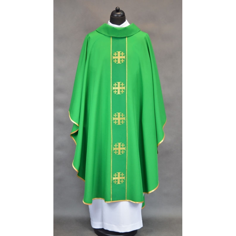 Chasuble with Jerusalem crosses - green - Best Catholic Shop