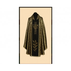 Richly embroidered black and gold chasuble (04A)
