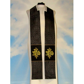 Embroidered cope - IHS black - rosette (1)
