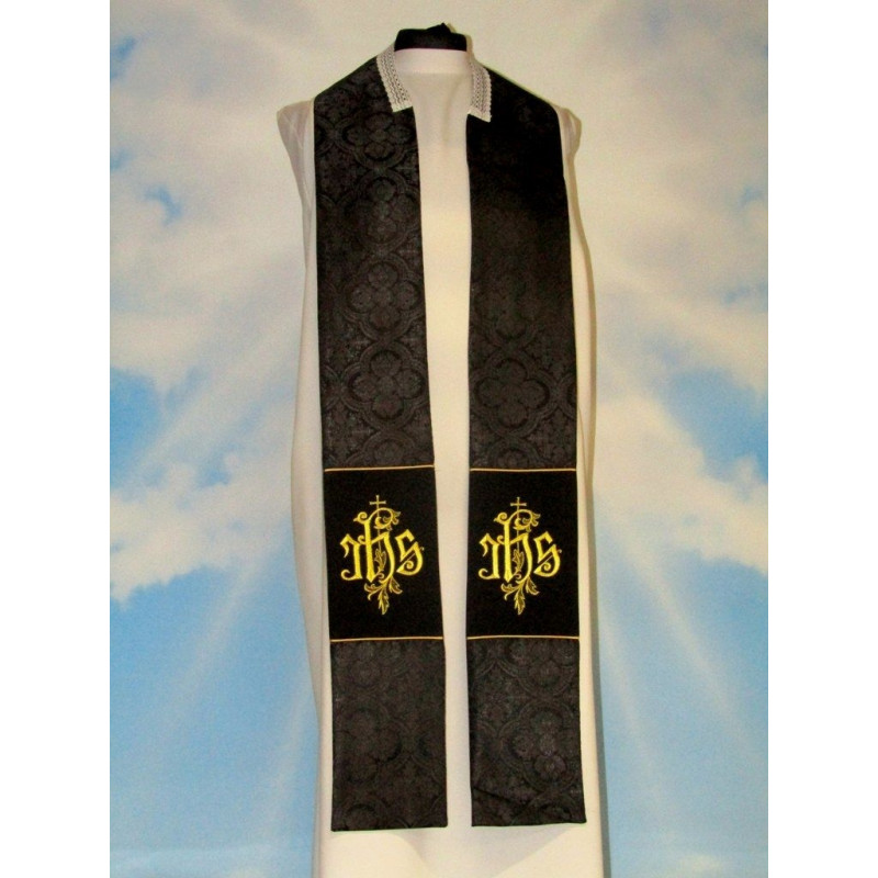 Embroidered cope - IHS black - rosette (1) - Best Catholic Shop