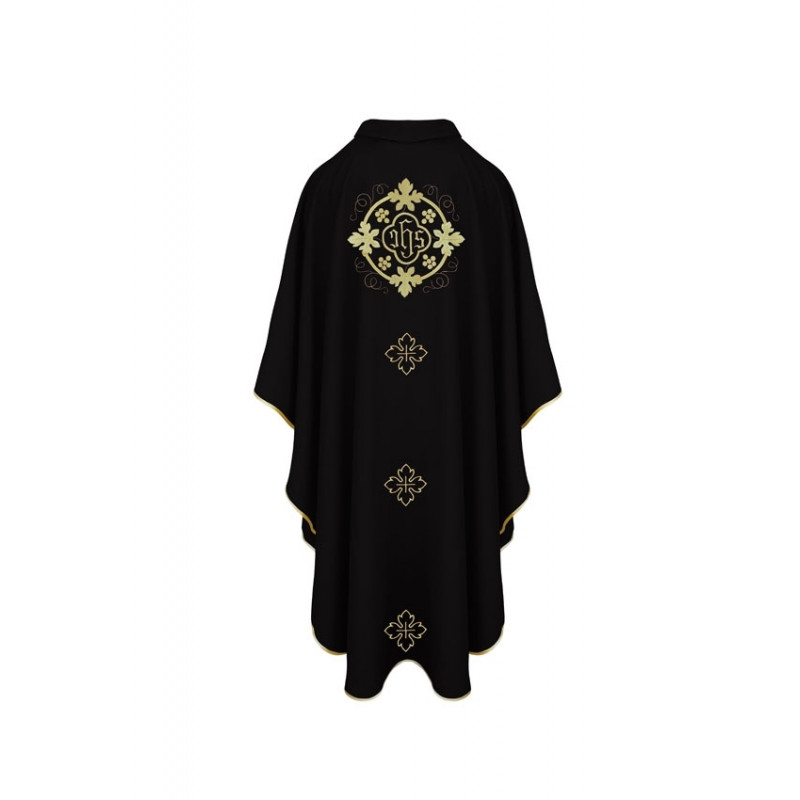 Chasuble with IHS and crosses - black - Best Catholic Shop